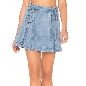 HP🎉 Free People Denim Lace Up Skirt